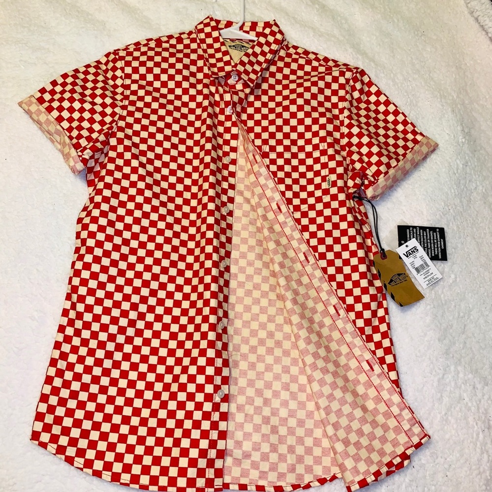 Vans checkered button up (red~white)